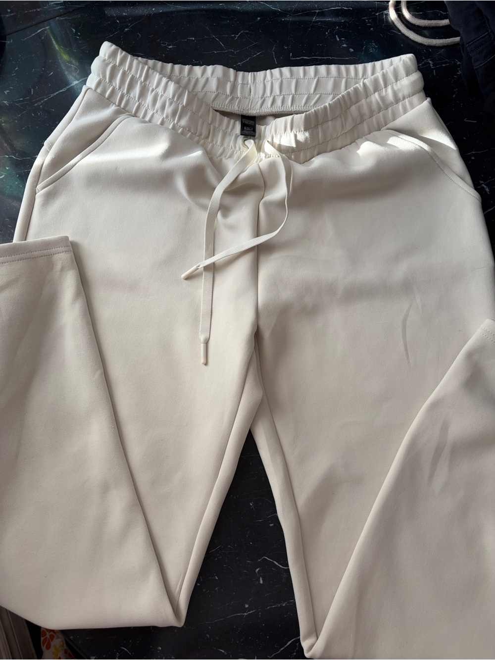 Women's Casual Drawstring Jogger Pants - Cream